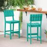 LUE BONA Clara and Chloe Indoor/Outdoor 3-Piece Plastic Bistro Set Plastic Table and Bistro Chairs in Lake Blue