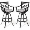 Crestlive Products Swivel Cast Aluminum Outdoor Bar Stool with Milano Char Cushion (2-Pack)