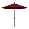 California Umbrella 9 ft. Stone Black Aluminum Push Button Tilt Crank Lift Market Patio Umbrella in Spectrum Ruby Sunbrella