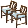 Farmhouse Chic Slatted Patio Eucalyptus Wood Dining Armchair (No Cushion Included) (Set of 2)