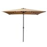 Highly UV resistant 10 ft. x 6.5 ft. Metal Market Solar Push button Patio Umbrella in Brown