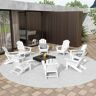 WESTIN OUTDOOR Addison White 8-Piece Plastic Folding Adirondack Patio Conversation Set