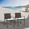 Outsunny 2-Pieces PE Rattan Outdoor Dining Chairs with Cushion, Cream White, Patio Wicker Dining Chair