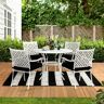 Sunjoy Seattle White 5-Piece Metal Lattice Outdoor Dining Set with Black Seat Cushions