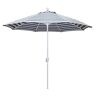 California Umbrella 9 ft. Aluminum Market Push Tilt - Matte White Patio Umbrella in Navy White Cabana Stripe Olefin