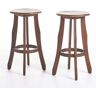 Noble House Ruthie 30 in. Dark Brown Wood Outdoor Bar Stool (2-Pack)