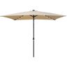 Highly UV resistant 10 ft. x 6.5 ft. Metal Market Solar Push button Patio Umbrella in Beige