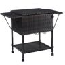 Costway Portable Rattan Cooler Cart Trolley Outdoor Patio Ice Drink Serving Cart