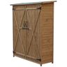 Outsunny Fir Wood Storage Shed Waterproof Outdoor Tool Organizer Cabinet for Garden Backyard with Lockable Doors
