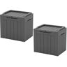 Patiowell 32 Gal. Wood-Grain Deck Box with Seat, Outdoor Lockable Storage Box for Patio Furniture in Gray (2-Pack)