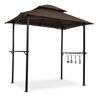 Zeus & Ruta 8 ft. x 5 ft. Brown Grilling Gazebo Double Tier Soft Top Canopy with hook and Bar Counters for Outdoor, Patio and Garden