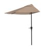 Pure 9 ft. Steel Outdoor Half Round Patio Market Umbrella with Easy Crank Lift in Sand