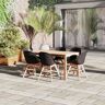 Kiki 7-Piece Patio Rectangular Outdoors Dining Table Set Eucalyptus Wood Set Ideal for, Black