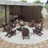 WESTIN OUTDOOR Addison Dark Brown 8-Piece Plastic Folding Adirondack Patio Conversation Set