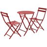 Anvil Red 3-Piece Metal Indoor Outdoor Bistro Set, Patio Foldable Round Table Chairs Set