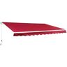 Outsunny 10 ft. x 8 ft. Manual Retractable Sun Shade Patio Awning with UV Protection and Easy Crank Opening Wine Red