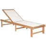 SAFAVIEH Manteca Teak Brown 1-Piece Wood Outdoor Chaise Lounge Chair with Textile Beige Fabric