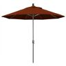 California Umbrella 9 ft. Hammertone Grey Aluminum Market Patio Umbrella with Push Button Tilt Crank Lift in Brick Pacifica