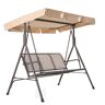 67.3in.3-seat Rustic Beige Metal Steel Textile Seat Outdoor Porch Swing With Convertible Canopy