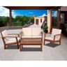 Amazonia Murano 4-Piece Eucalyptus Patio Conversation Set with Off-White Cushions