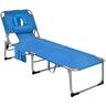 Costway Blue Durability Stability Metal Outdoor Lounge Chair