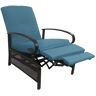 KOZYARD Black Metal Outdoor Recliner with Aqua Cushions for Outdoor Reading, Sunbathing or Relaxation