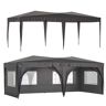 Zeus & Ruta 10 ft. x 20 ft. Black Outdoor Portable Popup Folding Tent with 6 Removable Sidewalls, Carry Bag and 6 Weight Bags