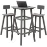 Cesicia Farmhouse 3-Piece HDPE Plastic Outdoor Bistro Set Patio Furniture Table Set in Gray