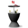 SereneLife Drink Cooler Black Round Wood Outdoor Side Table with Extension