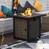 Runesay Steel and Textile 40000 BTU Square Propane Fire Pit Table Steel Tabletop with Textilene Side Panel, Steel Lid and Rocks