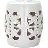 SAFAVIEH Stencil Blossom Antique White Ceramic Garden Stool