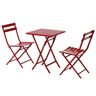Anvil Red 3-Piece Metal Indoor Outdoor Bistro Set, Patio Dining Set Foldable Square Table and Chairs Set