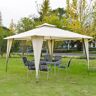 Outsunny 11.5 ft. x 11.5 ft. Beige Steel Soft-Top Outdoor Patio Gazebo with Double-Tier Roof and Ground Stakes