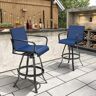 Crestlive Products Swivel Cast Aluminum Outdoor Bar Stool in Navy Blue (2-Pack)