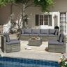 LAUSAINT HOME 7-Piece Gray Wicker Outdoor Sectional Set with Gray Cushions