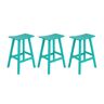 WESTIN OUTDOOR Franklin Turquoise 29 in. HDPE Plastic Outdoor Patio Backless Bar Stool (Set of 3)