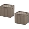 Patiowell 32 Gal. Wood-Grain Deck Box with Seat, Outdoor Lockable Storage Box for Patio Furniture in Brown (2-Pack)