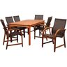 Amazonia Bahamas 7-Piece Eucalyptus Rectangular Patio Dining Set with Brown Sling Seat