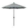 California Umbrella 9 ft. Stone Black Aluminum Push Button Tilt Crank Lift Market Patio Umbrella in Gateway Mist Sunbrella