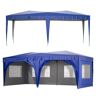 Zeus & Ruta 10 ft. x 20 ft. Blue Outdoor Portable Popup Folding Tent with 6 Removable Sidewalls, Carry Bag and 6 Weight Bags