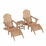 WESTIN OUTDOOR Laguna (5-Piece) Outdoor Patio Classic HDPE Folding Adirondack Chair with Ottoman and Side Table Set in Teak