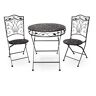 Alpine Indoor/Outdoor 3-Piece Iron Garden Bistro Set Folding Table and Chairs Patio Seating with Leaf Design