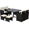 Outsunny 9-Piece Steel Polyester Outdoor Dining Table and Chairs Furniture Set with White Cushions