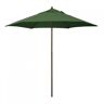 Astella 9 ft. Wood-Grain Steel Push Lift Market Patio Umbrella in Polyester Hunter Green Fabric