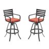 Crestlive Products Swivel Cast Aluminum Outdoor Bar Stool with Sunbrella Red Cushion (2-Pack)