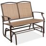 Best Choice Products Brown 2-Person Metal Outdoor Glider, Patio Loveseat, Fabric Bench Rocker for Porch with Armrests