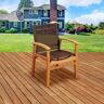 Amazonia Elliot Teak Patio Dining Armchair with Brown Textile Sling