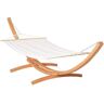 Outsunny 5 ft. White Wooden Camping Hammock Bed with Stand