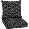 ARDEN SELECTIONS 24 in. x 24 in. 2-Piece Deep Seating Outdoor Lounge Cushion in Black Global Stripe