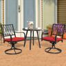 Nuu Garden 3-Piece Metal Swivel Patio Bistro Set with Tan Cushions